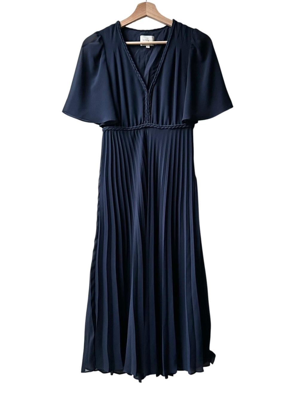 Sezane Robe FLORENCIA Pleated DRESS Navy Blue Sz 2 - Picture 3 of 12
